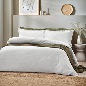 Yard Waffle White Textured Duvet Cover Set